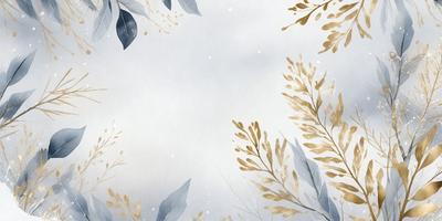 The primary subject of the image is a leafy tree branch with gold leaves. The setting is a white background, which creates a contrast with the gold leaves. The visual style is a digital art or illustration, giving the image a unique and artistic appearance. The dominant colors are gold and white, creating a warm and serene atmosphere.